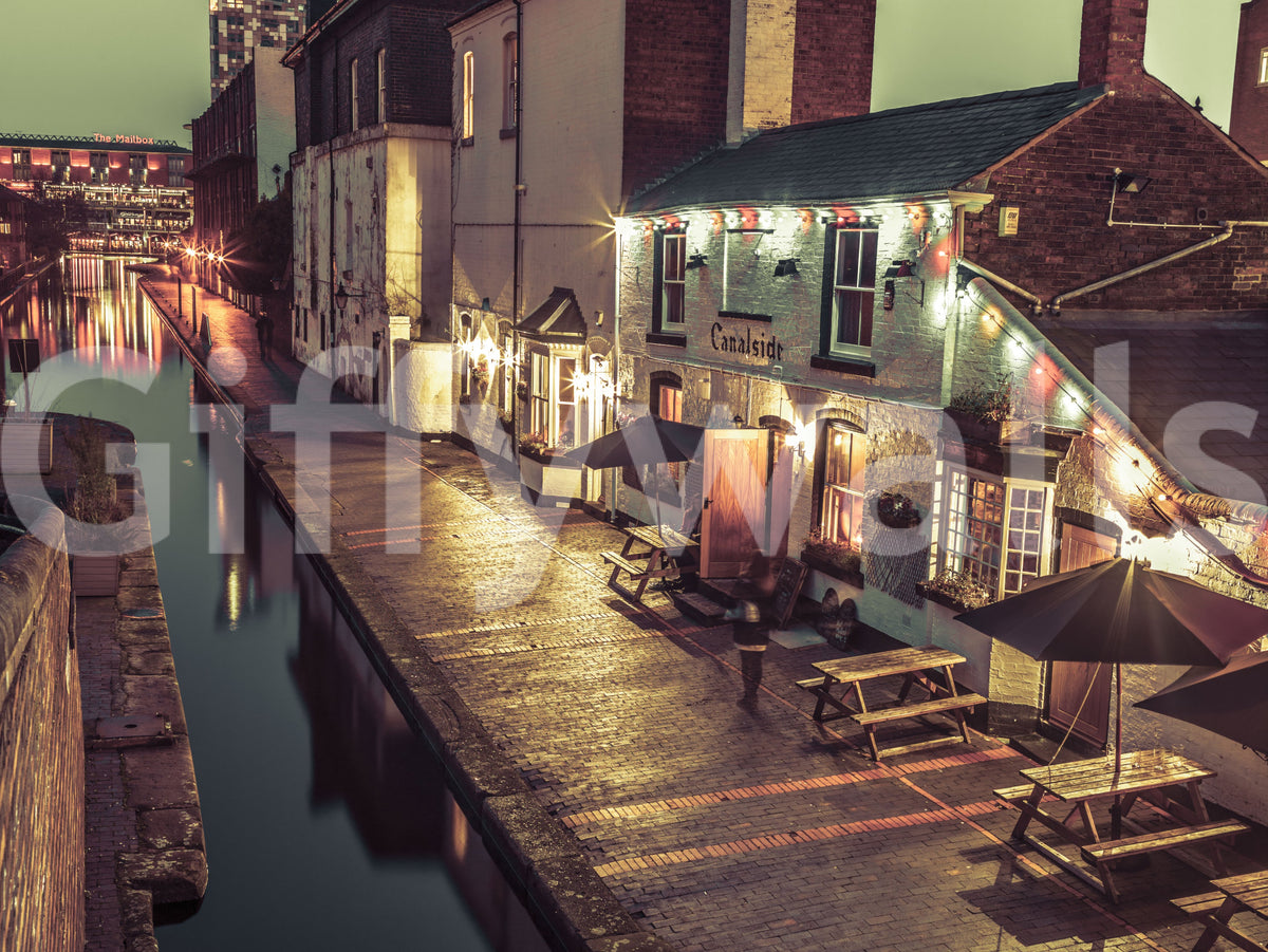 Evening Canal Side Path Wall Mural