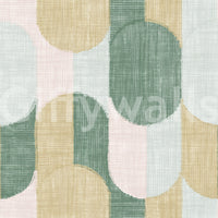 Mid Century Textured Hand Painted Geometries Beautifully Balanced Wallpaper⁠