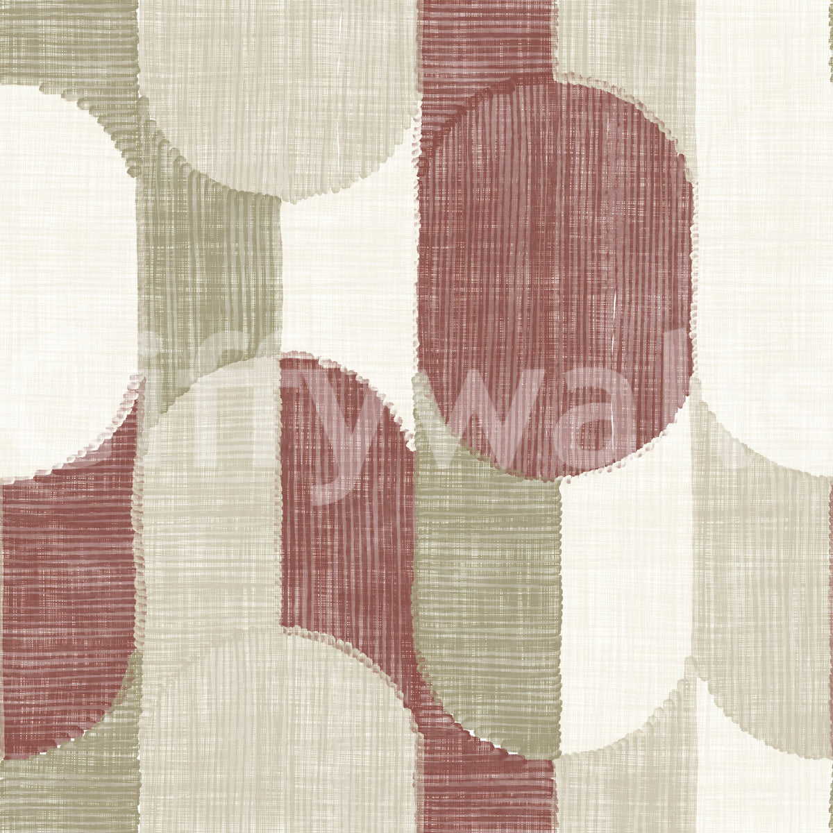 Mid Century Textured Hand Painted Geometries Rustic Farmhouse Earthy Tones Wallpaper⁠