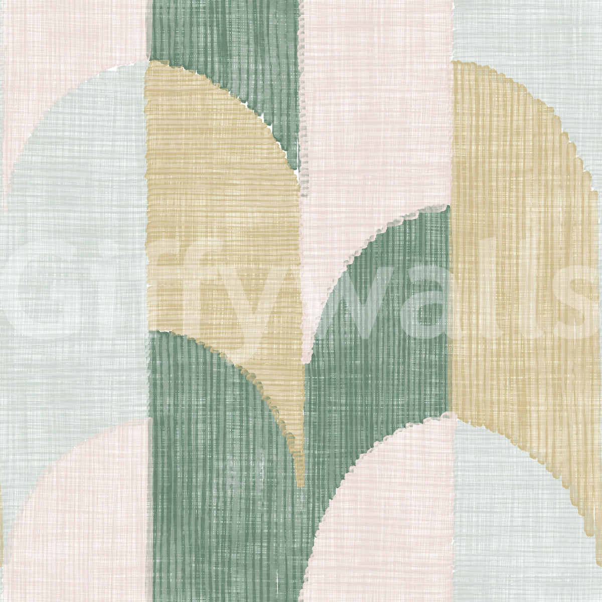 Mid Mod Textured Hand Painted Geometries Beautifully Balanced Wallpaper⁠
