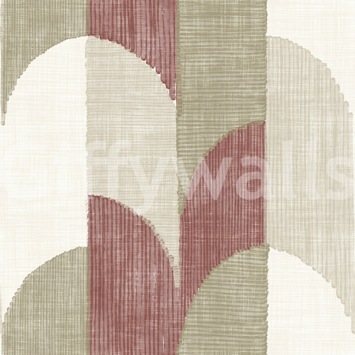 Mid Mod Textured Hand Painted Geometries Rustic Farmhouse Earthy Tones Wallpaper⁠