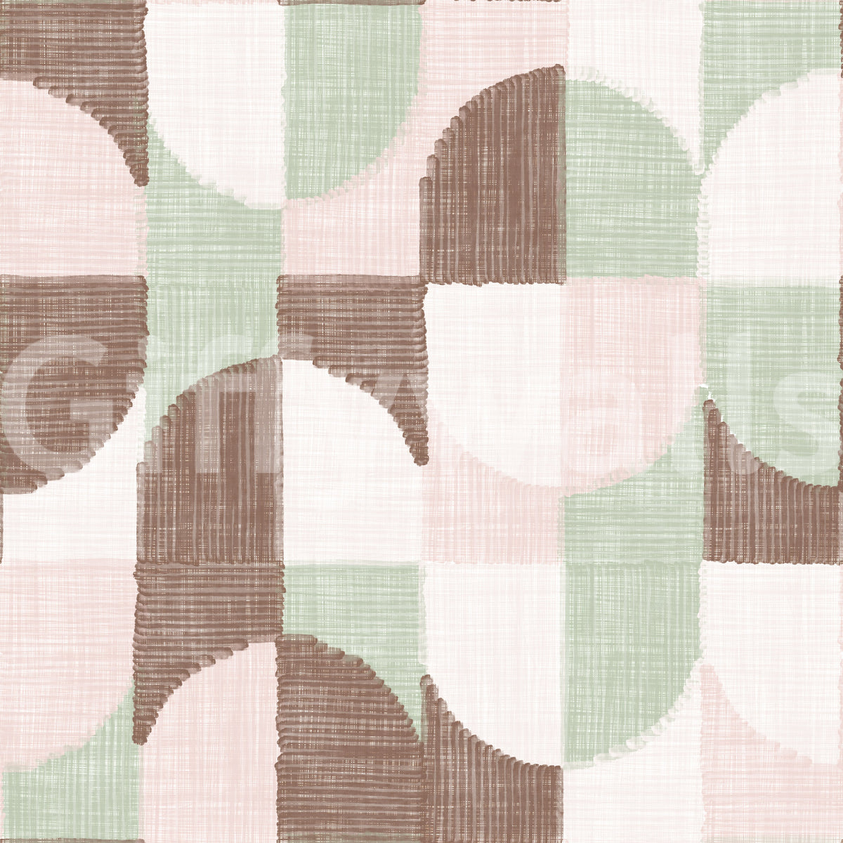Tiled Textured Hand Painted Geometries Grandmillennial Delight Soft Wallpaper⁠