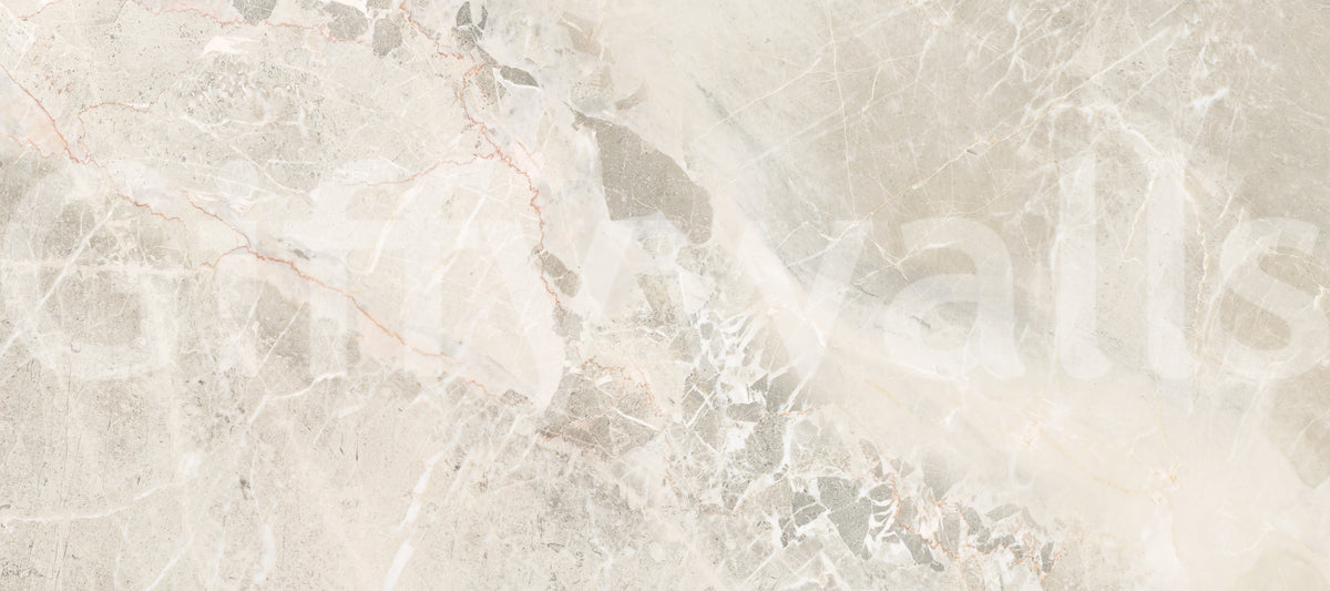Natural Cream and Gray Marble Slab Wall Mural