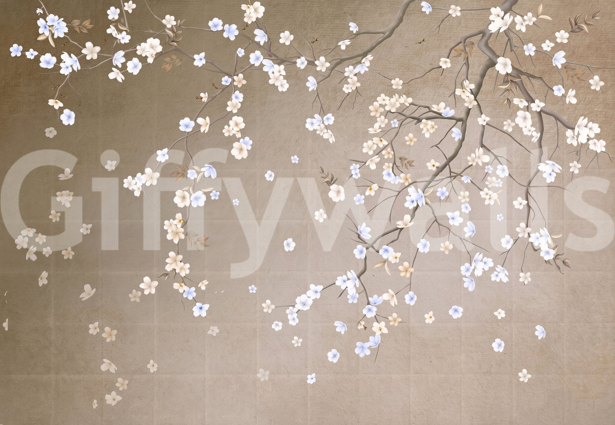 Minimalist Floating Petals Wall Mural