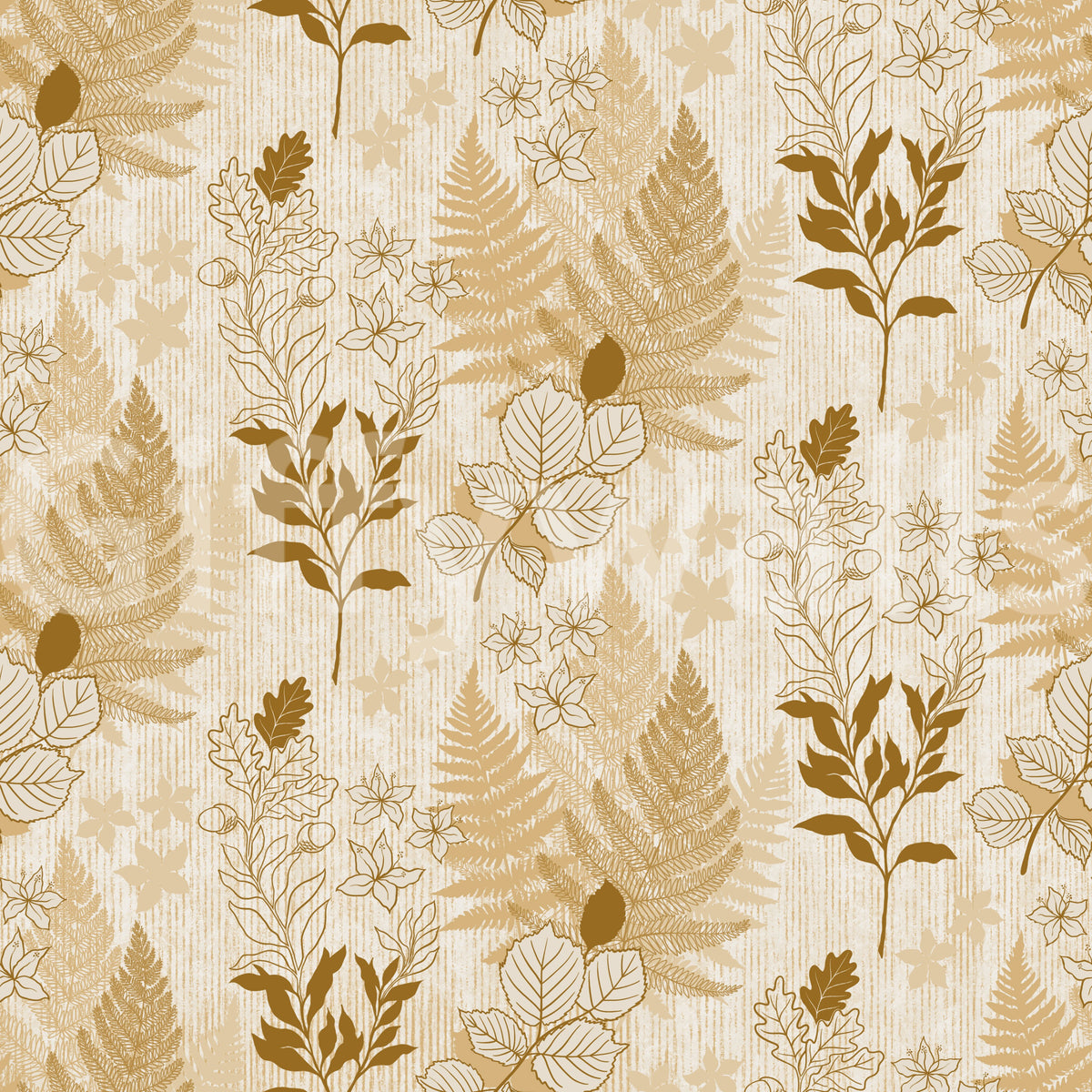 Alpine Botanical Silhouettes - Gold Wallpaper⁠