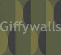 Mid Century Oval Wallpaper Olive Moss Wallpaper⁠