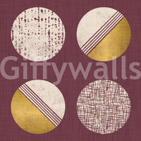 Burgundy Mustard Circles Wallpaper Mid Century Wallpaper⁠
