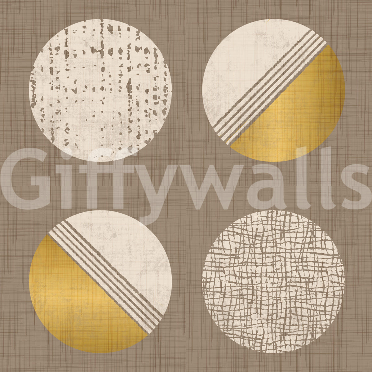 Warm Taupe Mustard Circles Wallpaper Mid Century Wallpaper⁠