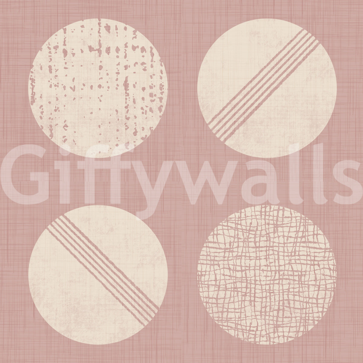 Blush Pink Cream Circles Wallpaper Mid Century Wallpaper⁠