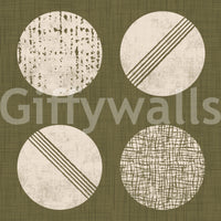 Olive Green Cream Circles Wallpaper Mid Century Wallpaper⁠