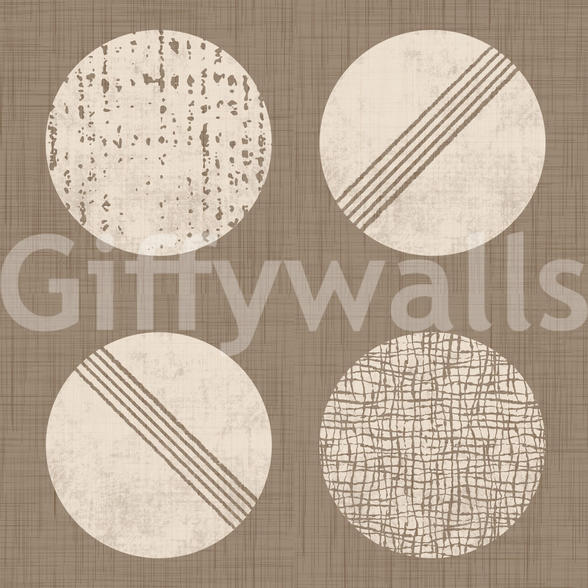 Warm Taupe Cream Circles Wallpaper Mid Century Wallpaper⁠