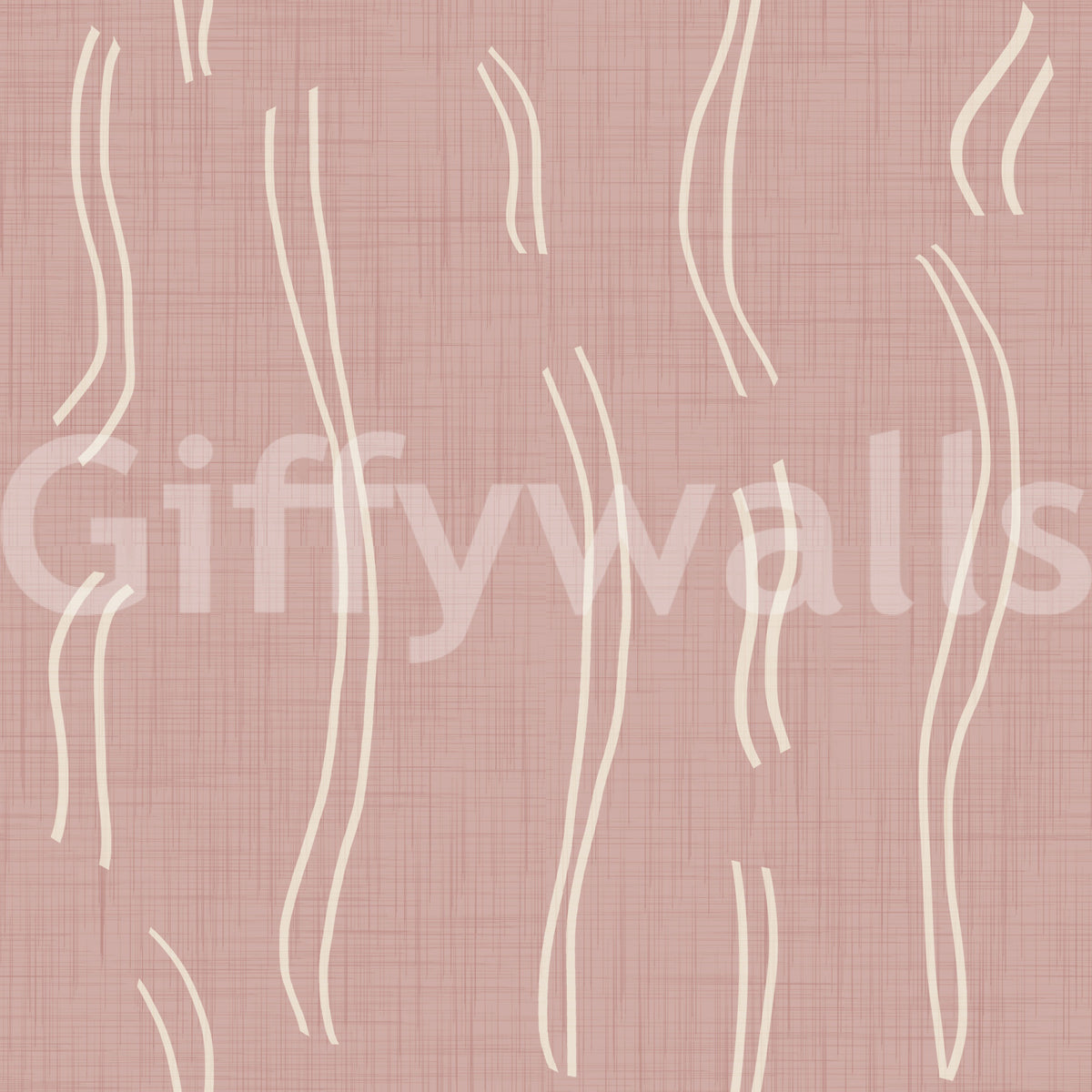 Blush Pink Wavy Stripe Wallpaper Mid Century Wallpaper⁠