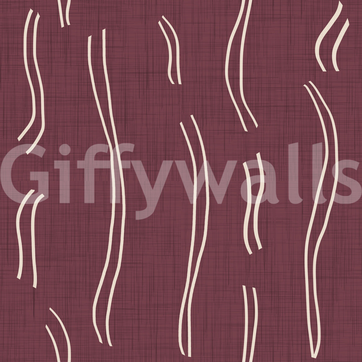 Burgundy Wavy Stripe Wallpaper Mid Century Wallpaper⁠
