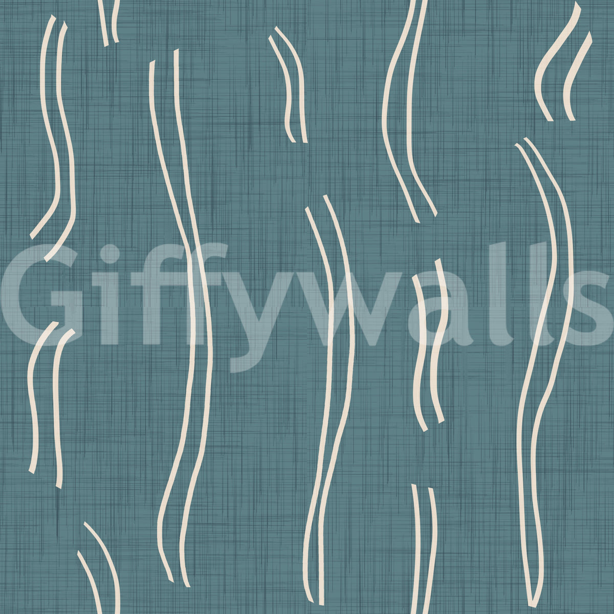 Dusty Teal Wavy Stripe Wallpaper Mid Century Wallpaper⁠