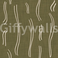 Olive Green Wavy Stripe Wallpaper Mid Century Wallpaper⁠