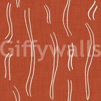 Rust Red Wavy Stripe Wallpaper Mid Century Wallpaper⁠