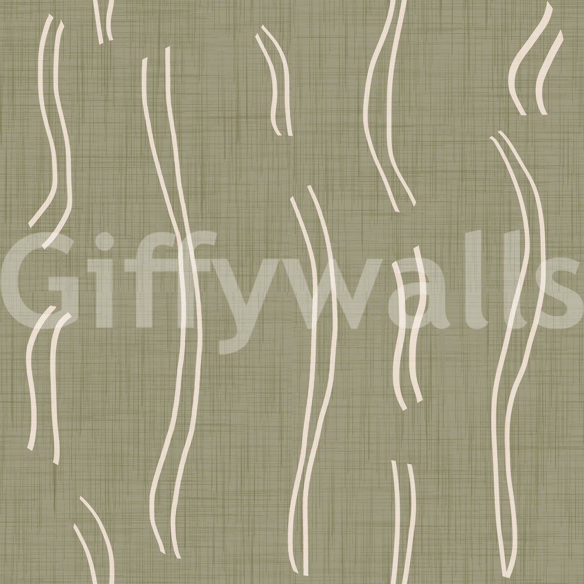 Sage Green Wavy Stripe Wallpaper Mid Century Wallpaper⁠