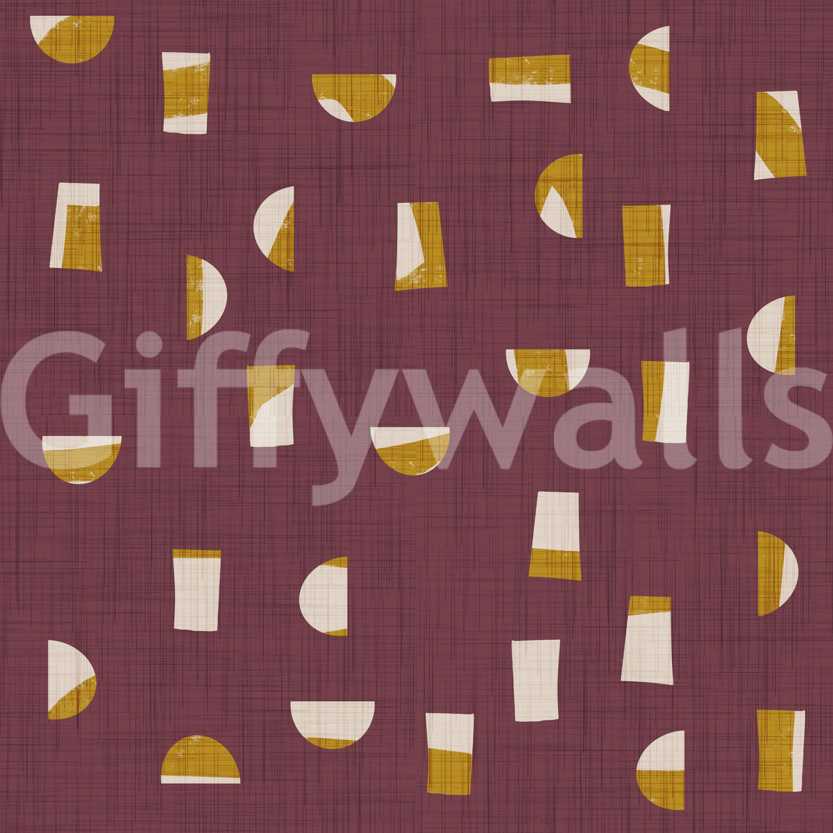 Burgundy Abstract Shapes Wallpaper Mid Century Wallpaper⁠