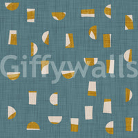 Dusty Teal Abstract Shapes Wallpaper Mid Century Wallpaper⁠