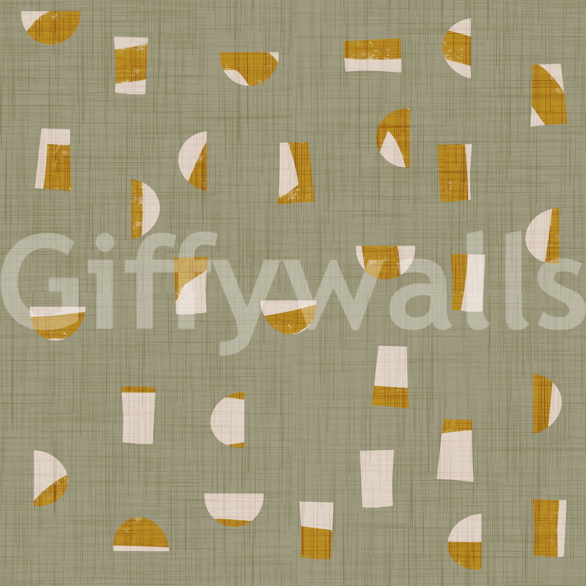 Sage Green Abstract Shapes Wallpaper Mid Century Wallpaper⁠