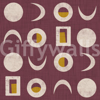 Burgundy Moon Phase Wallpaper Mid Century Wallpaper⁠