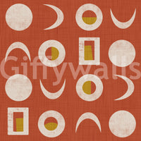 Rust Red Moon Phase Wallpaper Mid Century Wallpaper⁠