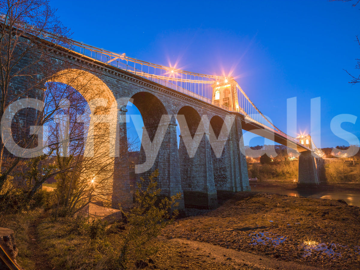 Evening Bridge Architectural Composition Wall Mural