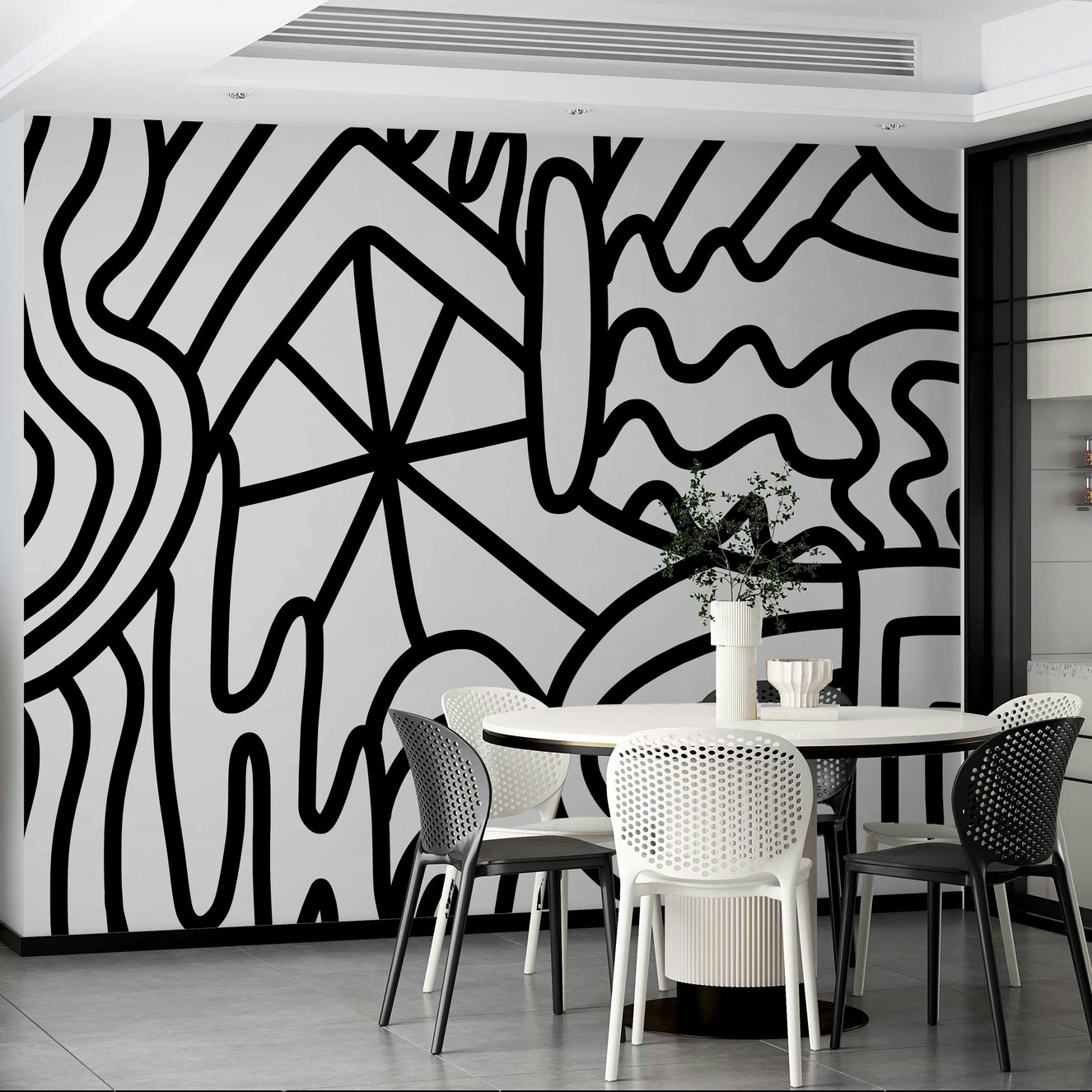 Waves 2 mural wallpaper with flowing lines

