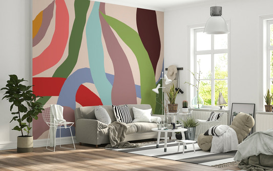 Waves of Joy Wall Mural for a blue living room wallpaper.