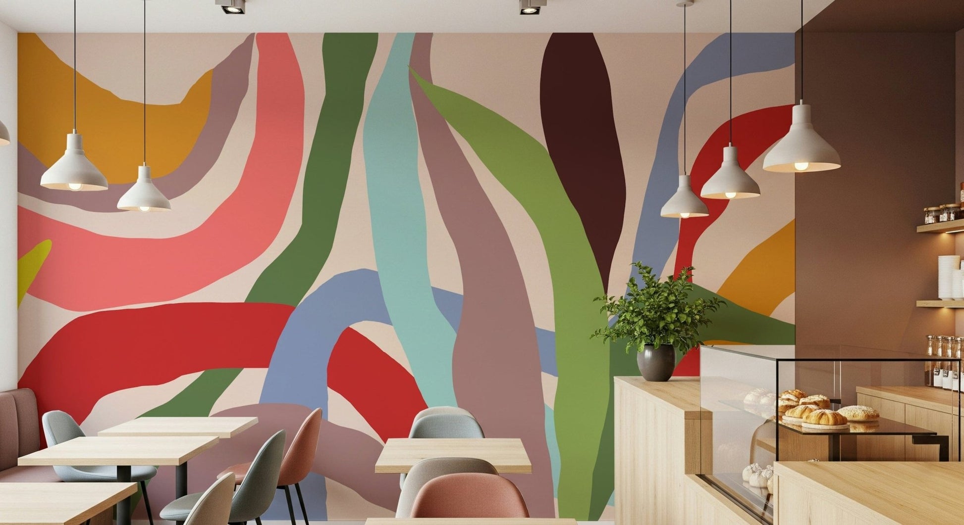 Navy blue waves wallpaper for a professional study wall mural.