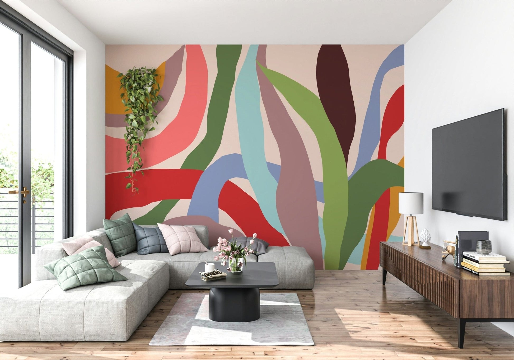 Contemporary ocean wallpaper for a flat lounge wall mural.