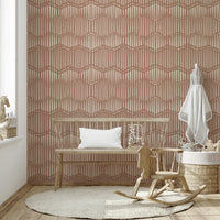 The wallpaper is installed in a modern, eclectic living room. GD3814

