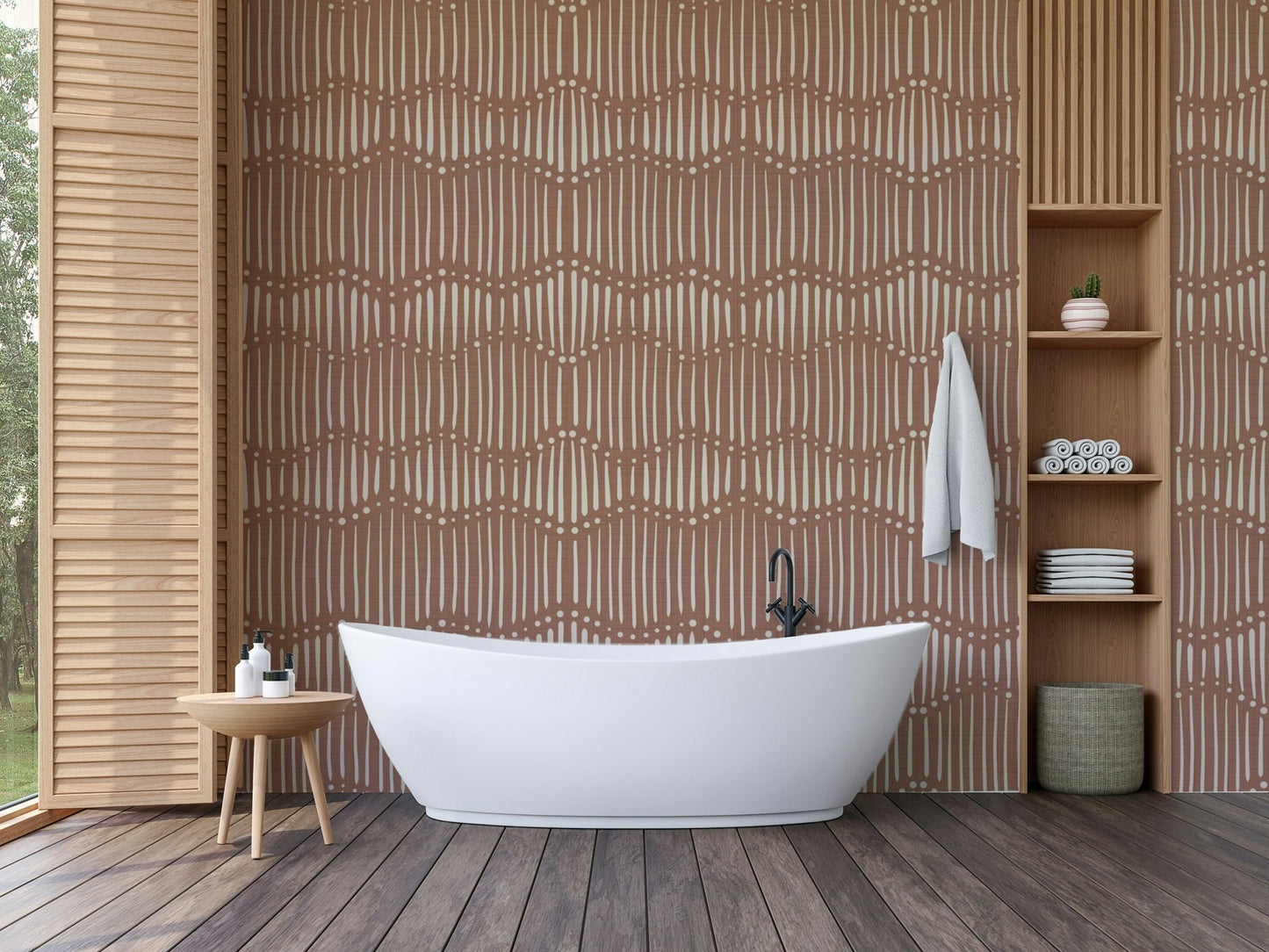 The room's lighting highlights the peaceful feel of the pattern. GD3814

