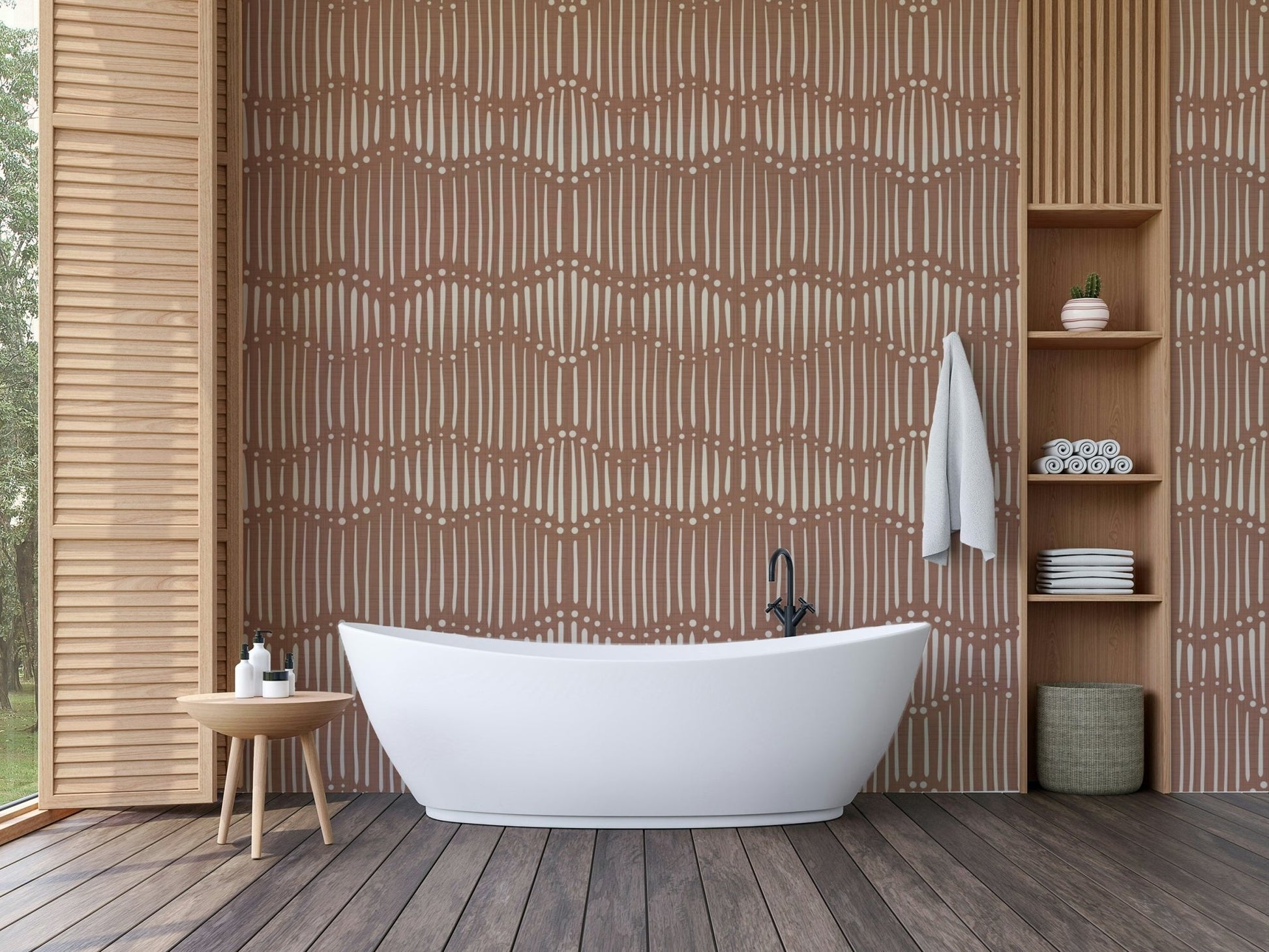 The room's lighting highlights the peaceful feel of the pattern. GD3814


