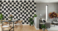 Checkered Wavy Check wall covering distinctive artistic monochrome look.