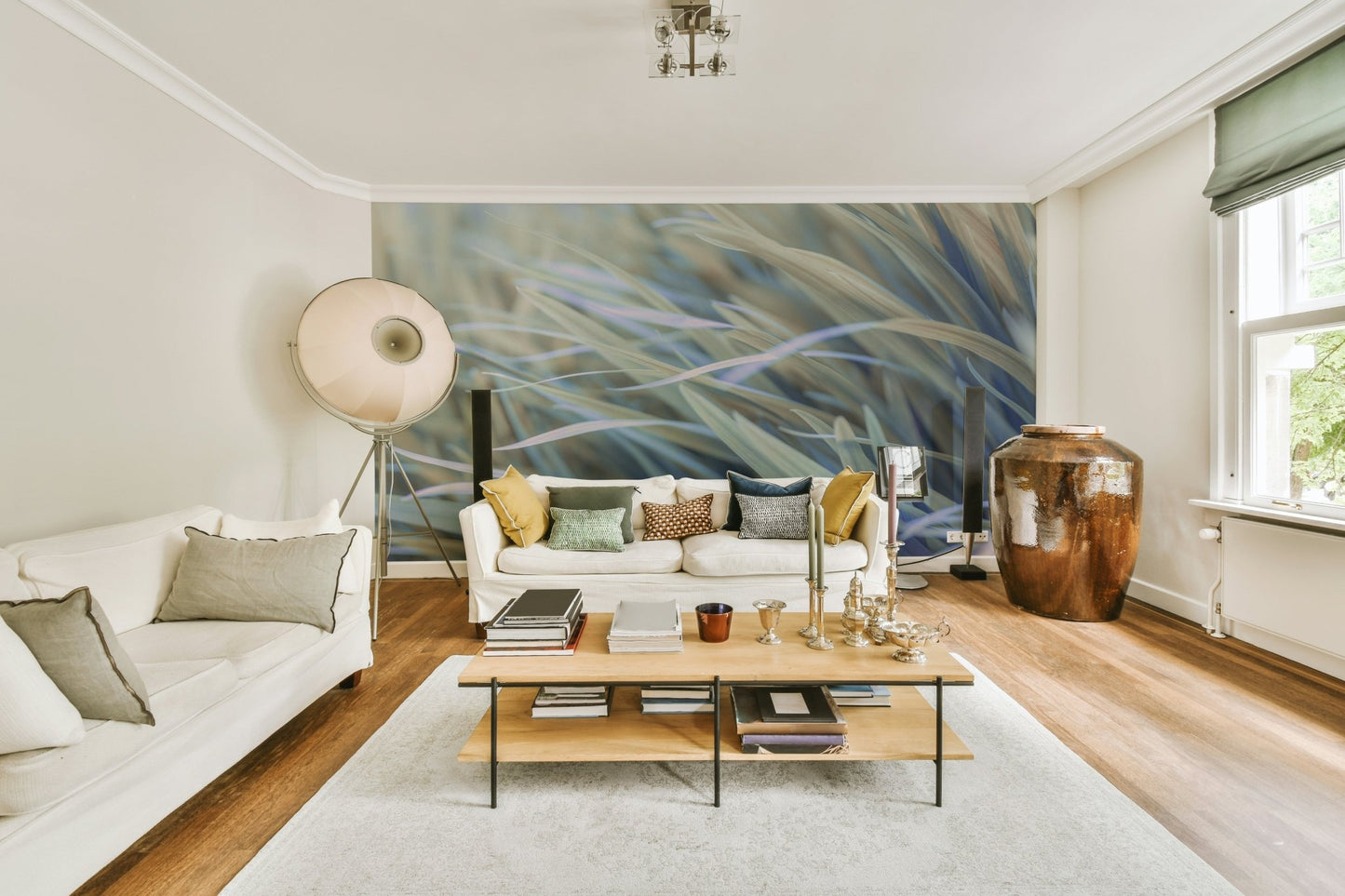 Gentle motion mural of tall green grass

