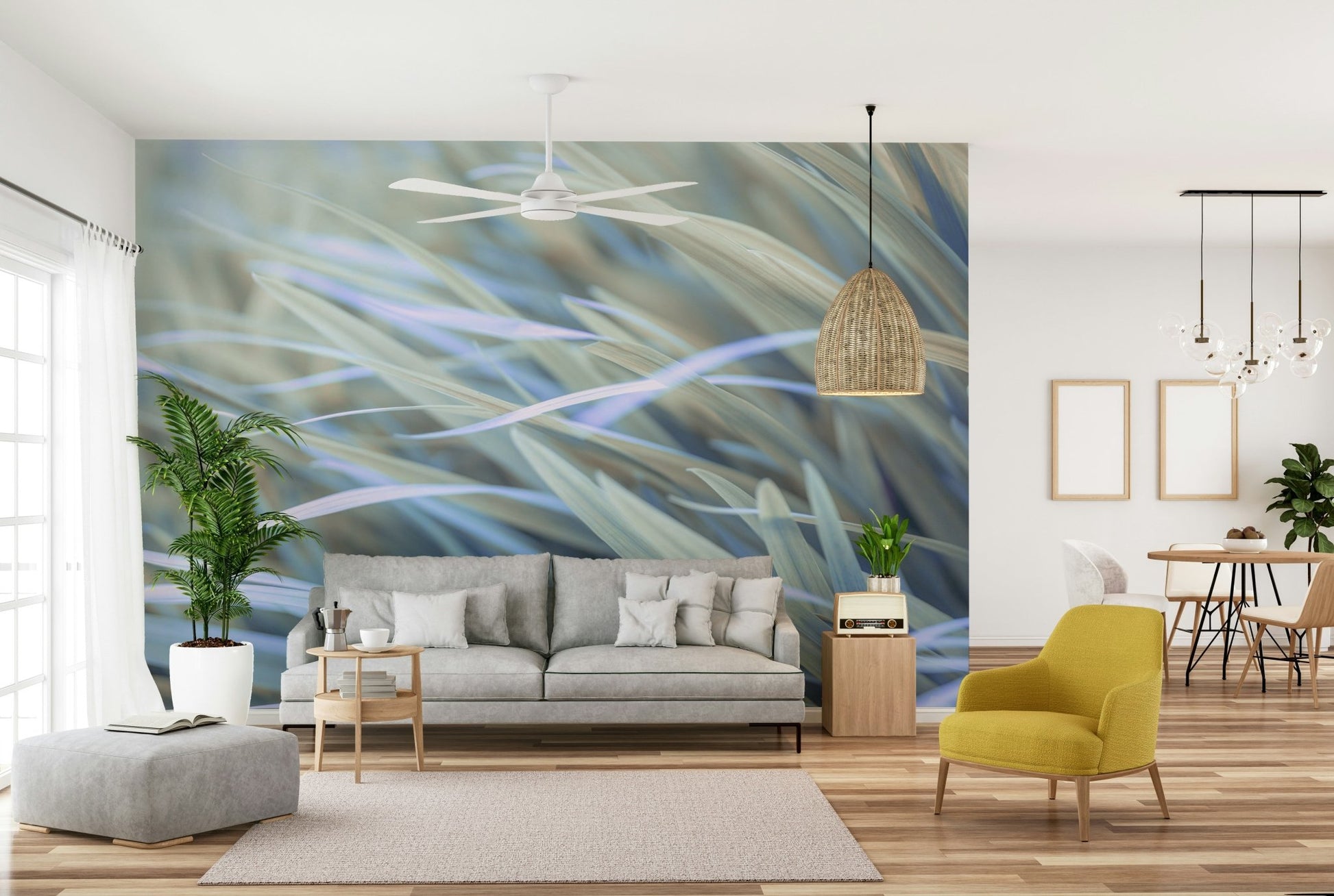 Wavy green grass design for wall decor

