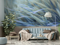 Peaceful mural with tall grass in motion

