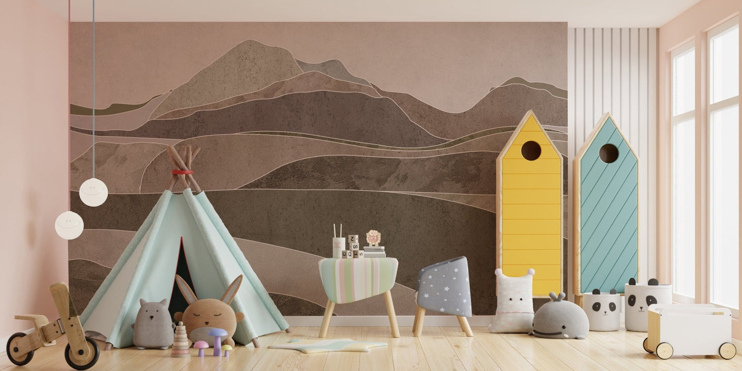 Brown Wavy Hills Wallpaper Murals - Giffywalls B181