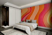 A creative studio with a fun, colorful wavy design

