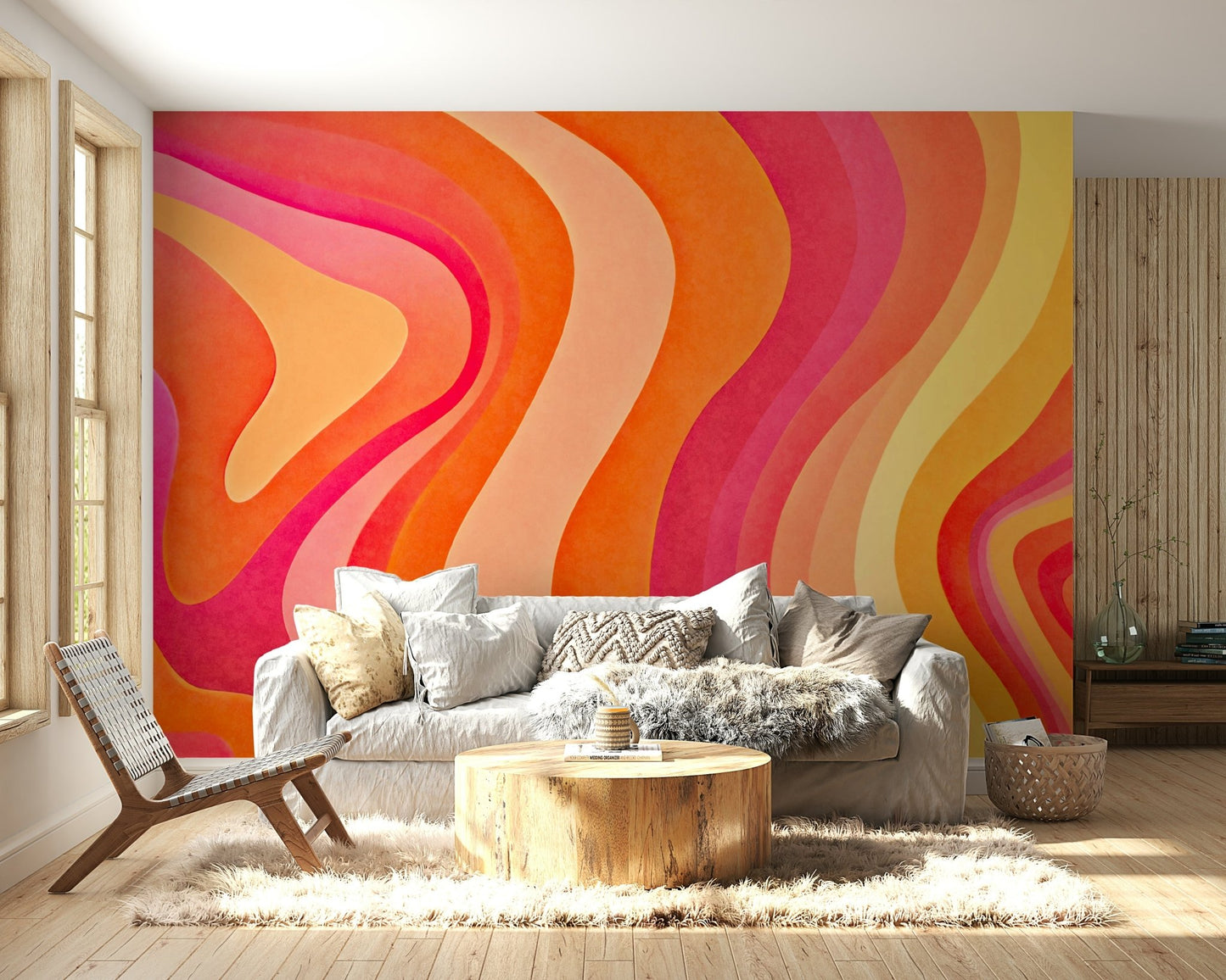 High-quality image of the wavy watercolor mural

