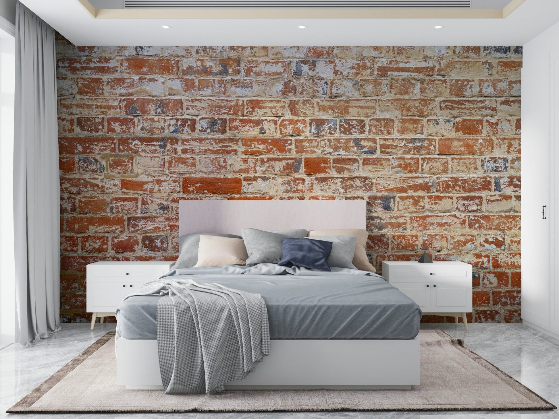 Rustic brick wallpaper mural with weathered charm.

