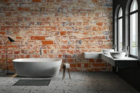 Urban-inspired weathered brick wall mural for bold spaces.

