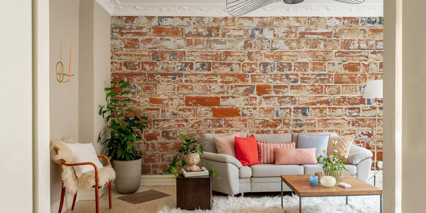 Detailed weathered brick wall design for classic appeal.


