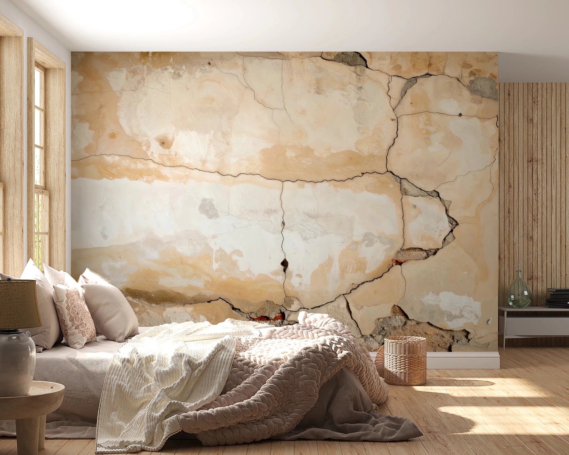 Rough plaster detailing on Weathered Walls Wall Mural with vintage surface look