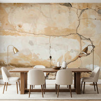 Dining room featuring Weathered Walls Wall Mural and rustic broken plaster detail