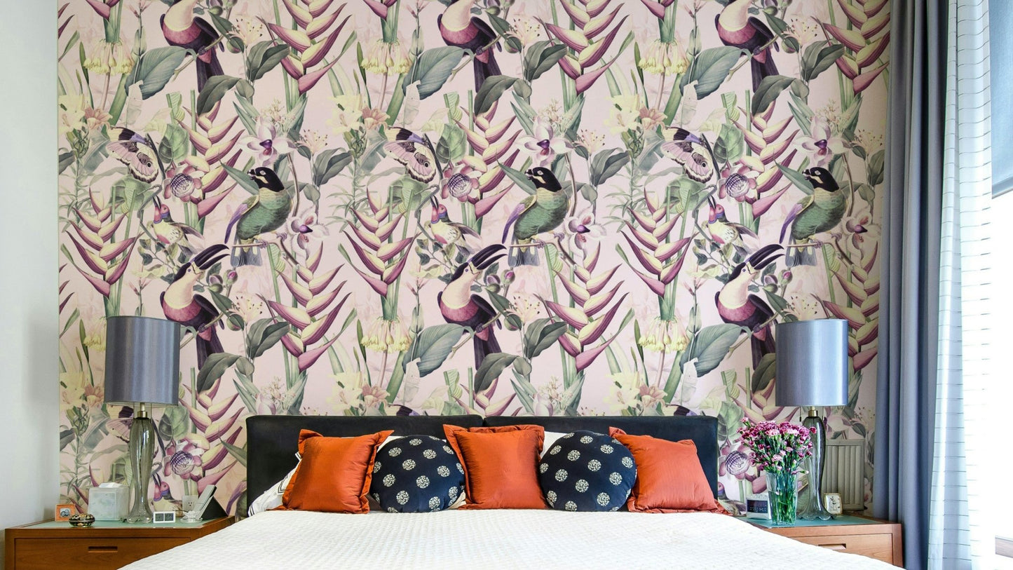 Vibrant jungle scene mural for bold accent walls

