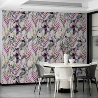 Decorative wallpaper featuring jungle flora and fauna


