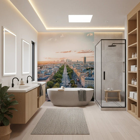 West Paris wall mural featuring a wide boulevard view for living rooms., GD8355