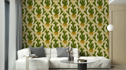 Western style horseshoe cactus wallpaper

